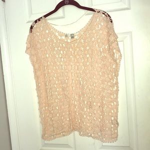 Crochet floral knit top